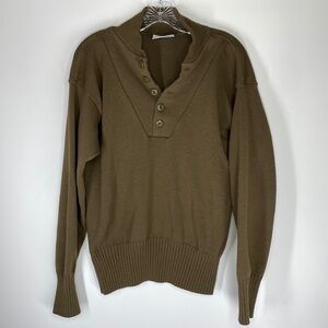DSCP Garrison Collection Military Brown Pullover Henley Sweater Size Large